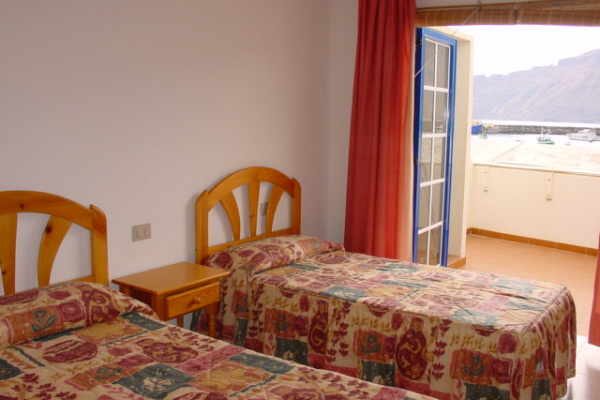 One of the bedrooms in the two-bedroom apartment