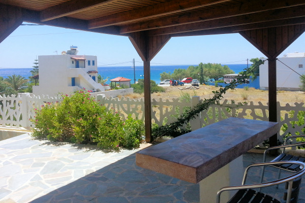 VIew from Perigiali towards the nearest beach-side taverna