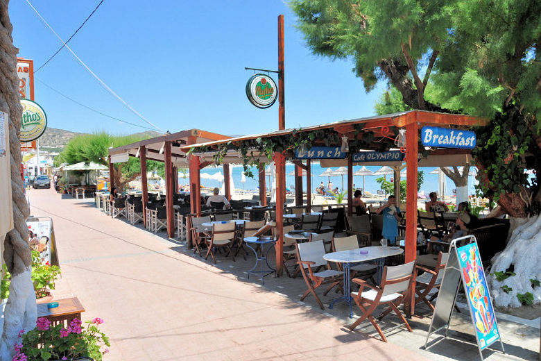 Seafront tavernas in Makriyialos, a few minutes' walk away