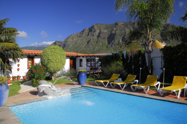 Mountain views from Finca El Tejado's pool