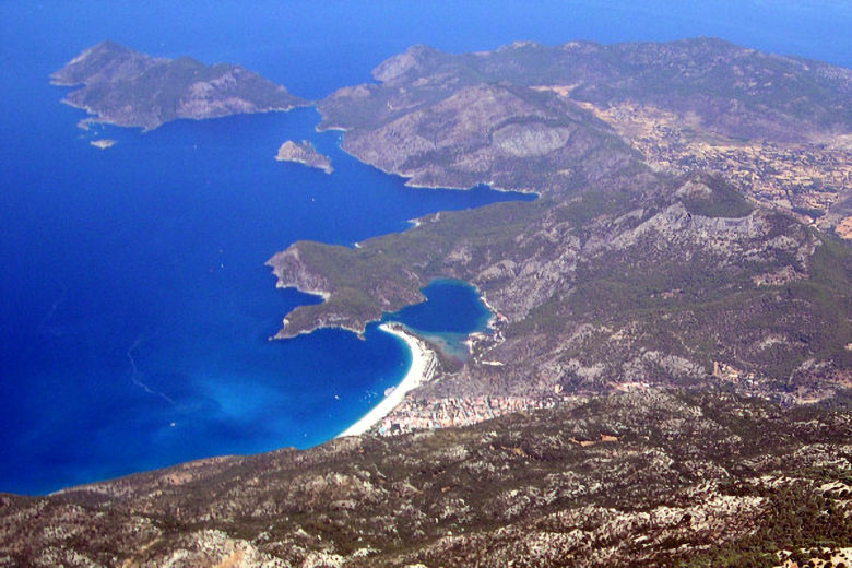 Aerial view of Oludeniz beach and lagoon