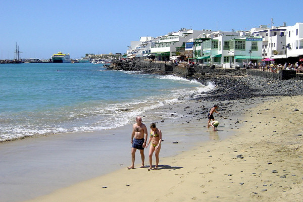 The nearby village beach in Playa Blanca