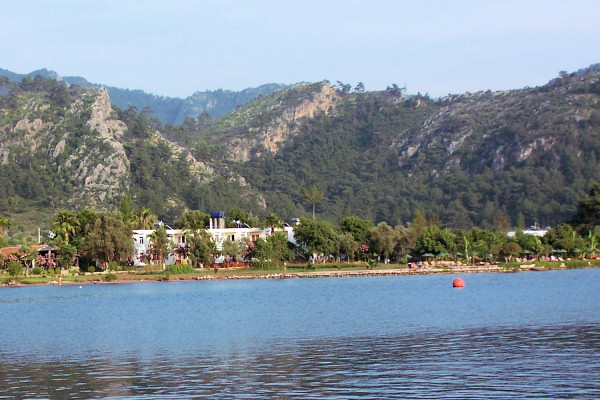 The Dogan Hotel is set right by the sea