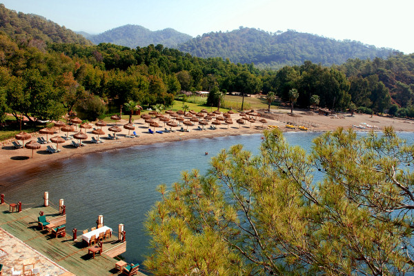 The hotel's private beach