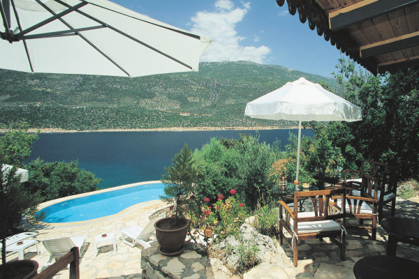 The lower swimming pool