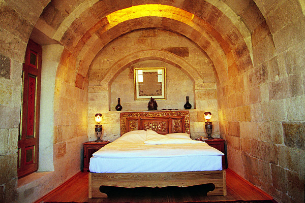 Bedroom in the Sultan Cave Suite