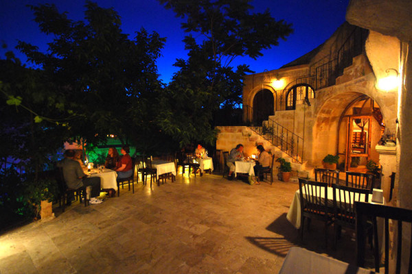 The hotel's restaurant terrace
