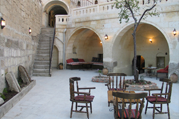 The hotel's charming courtyard