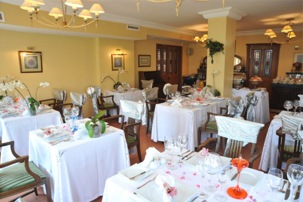 The hotel's pretty restaurant