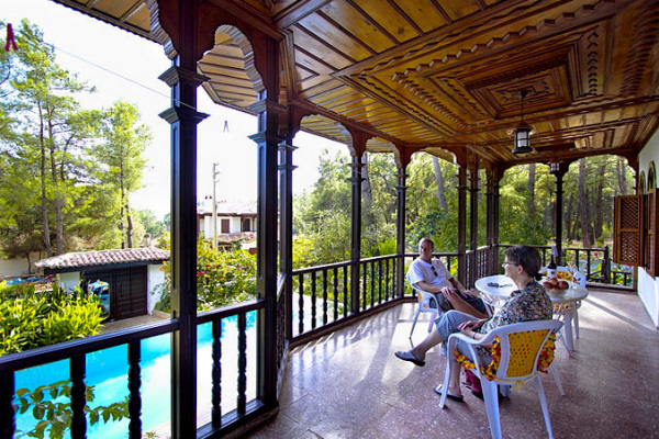 The large shaded terrace