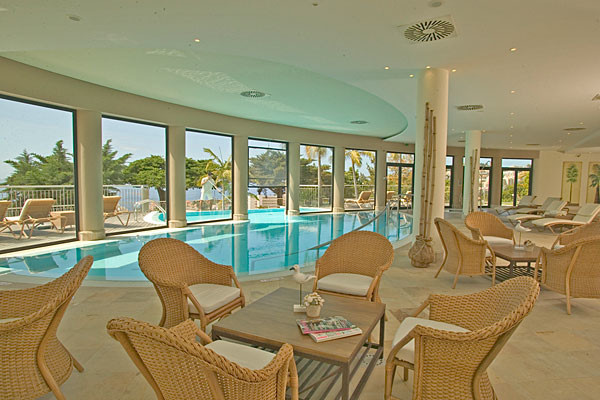The indoor section of the hotel's swimming pool