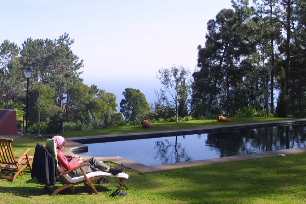 Distant sea views from the pool and garden