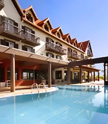 The hotel and pool