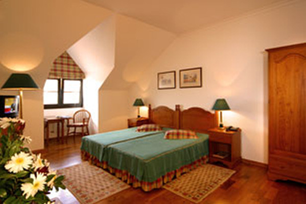 A top-floor guestroom