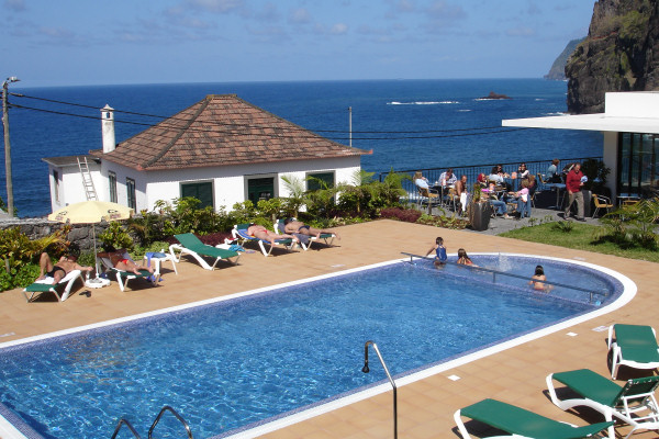 Views across the pool to the ocean