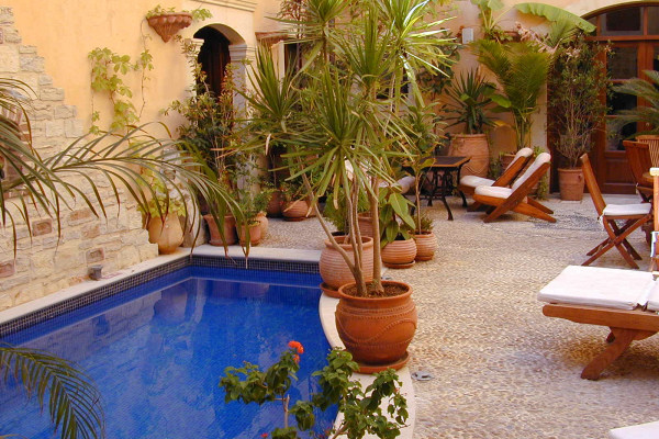 The hotel's small pool
