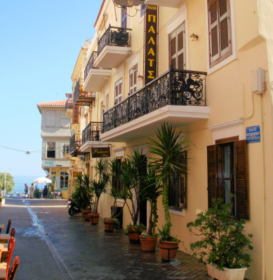 View down the street towards the harbour