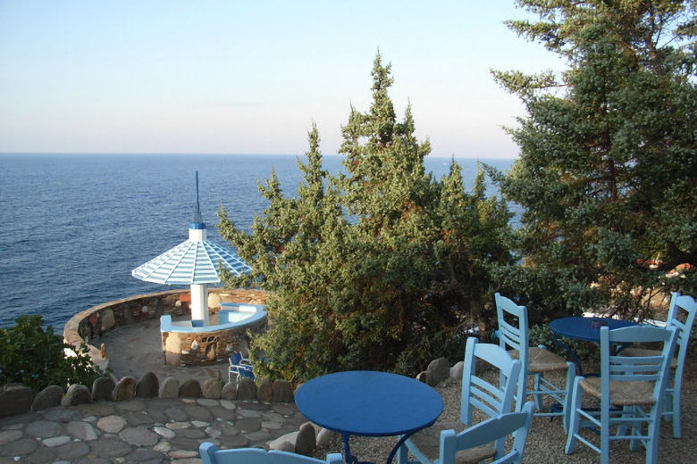 Charming sitting area amongst the cedar trees