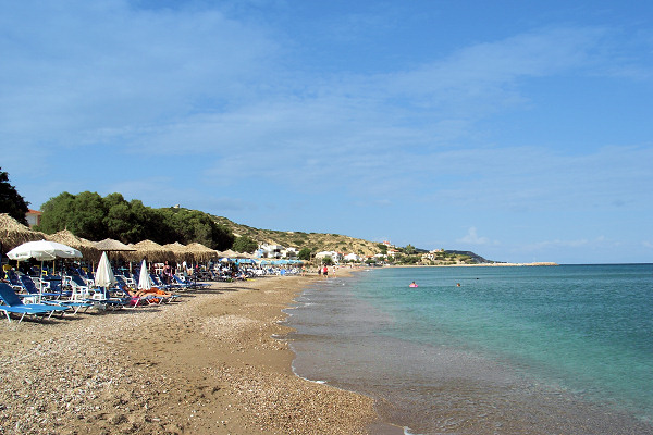 The sandy beach at Komi, 2km away