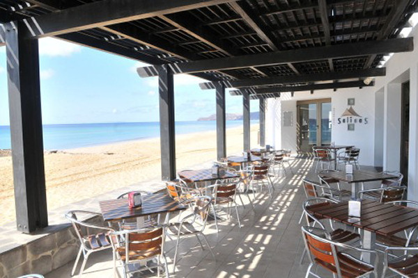 The terrace of the hotel's beachfront restaurant