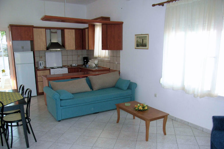 Living-dining room and kitchen in the Blue House