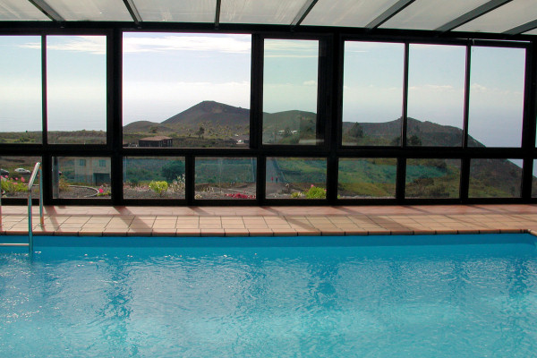Volcano views from the covered pool