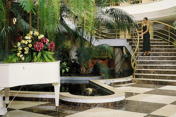 The hotel lobby