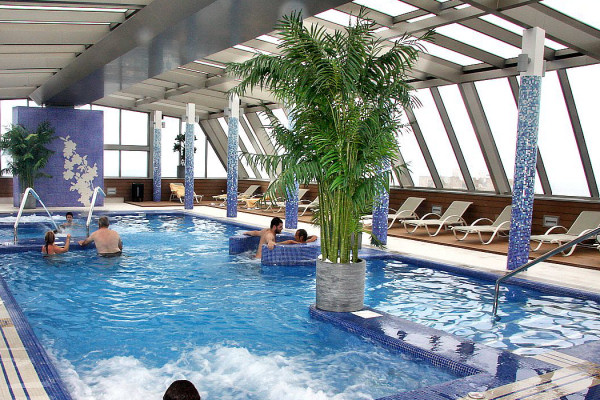 The excellent rooftop spa area