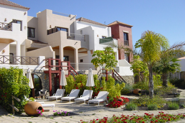 Sunbathing area outside the indoor pool