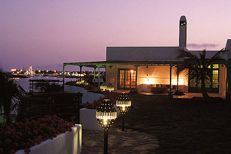 Night-time views towards Playa Blanca's harbour