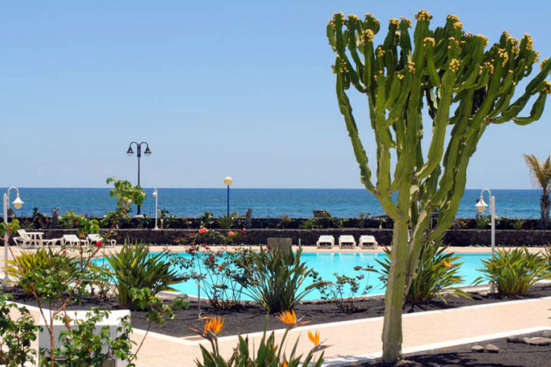 View across the pool to the sea