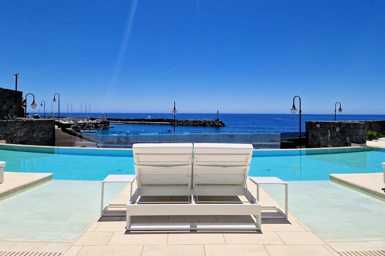 View across the infinity pool