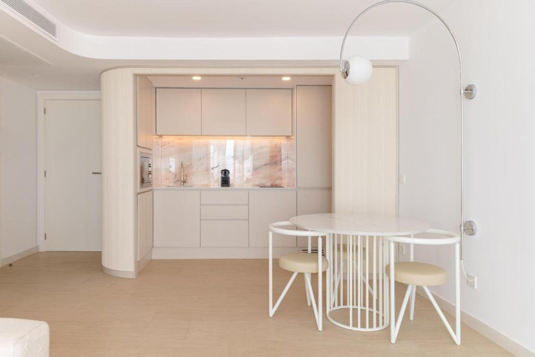 Open-plan kitchen and dining area