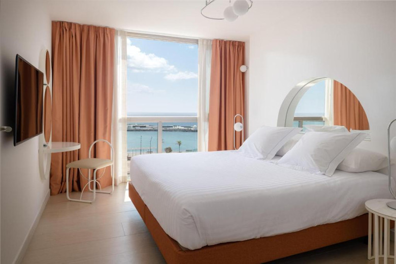 Bedroom in a high-floor apartment