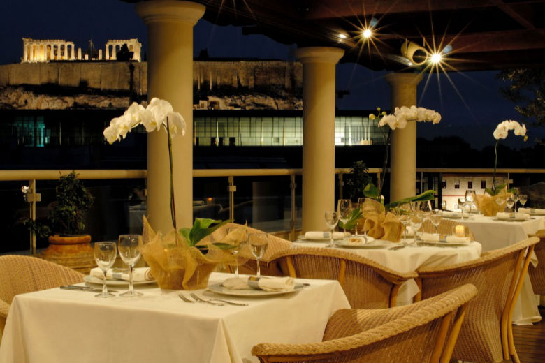 View of the Akropolis from the rooftop restaurant 