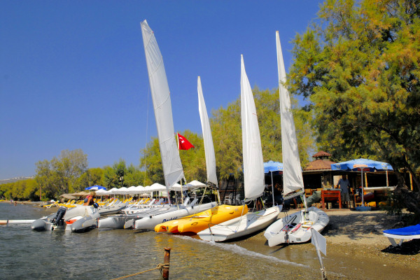 Watersports equipment at the Tamarisk Beach