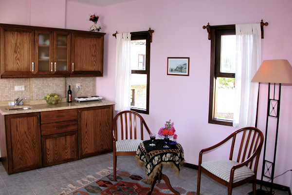 Kitchenette and dining area in an apartment