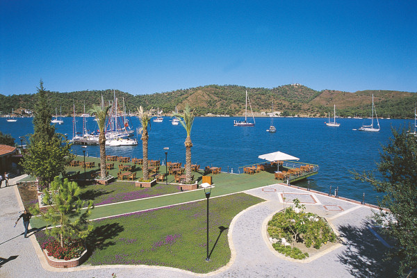 The hotel's waterfront gardens