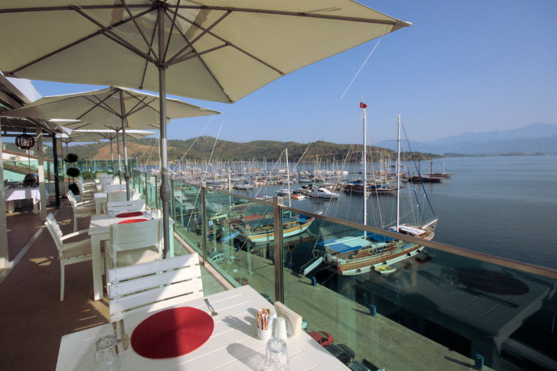 Marina views from the restaurant terrace