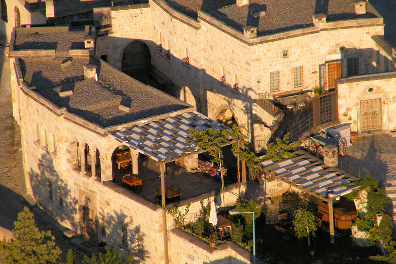 The hotel's breakfast terrace