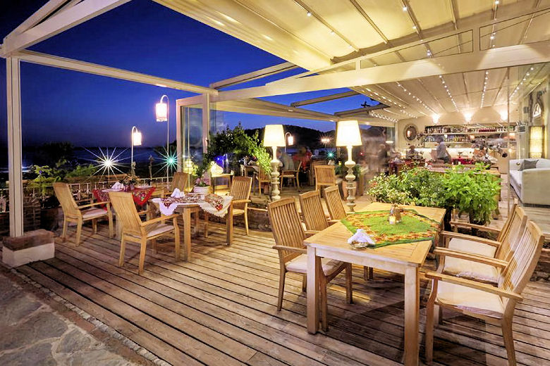 The restaurant borders the pedestrian beach promenade