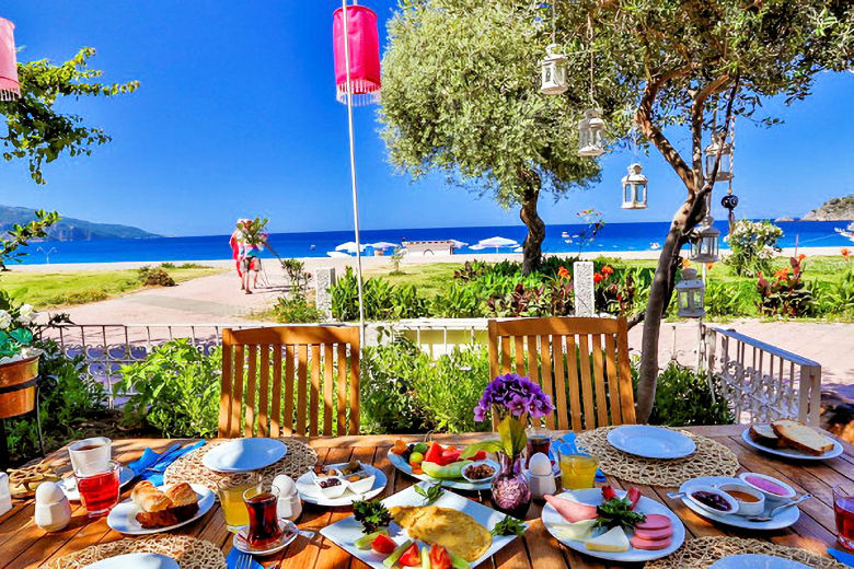 Breakfast on the sea-facing restaurant terrace
