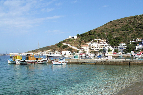 The hotel stands at one end of the harbour