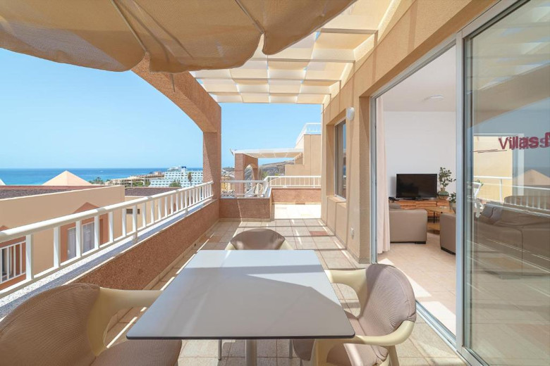 Terrace off the living-dining area of an apartment