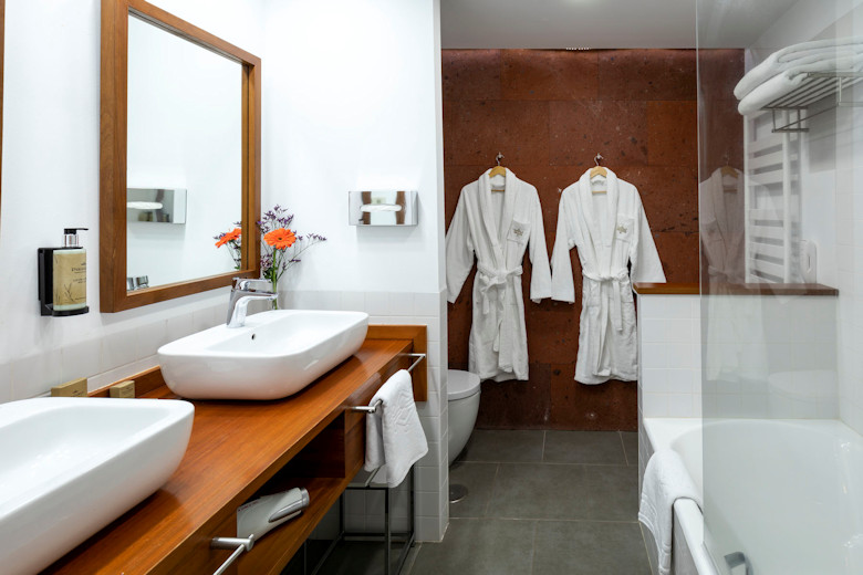 Well appointed bath or shower rooms