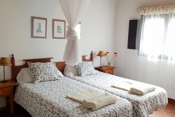 Bedroom in one of the cottages