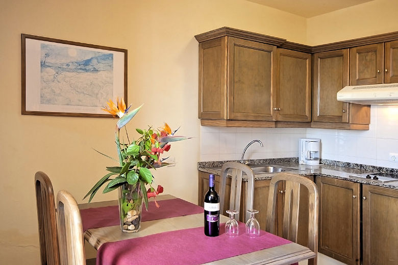 Kitchenette and dining area in an apartment