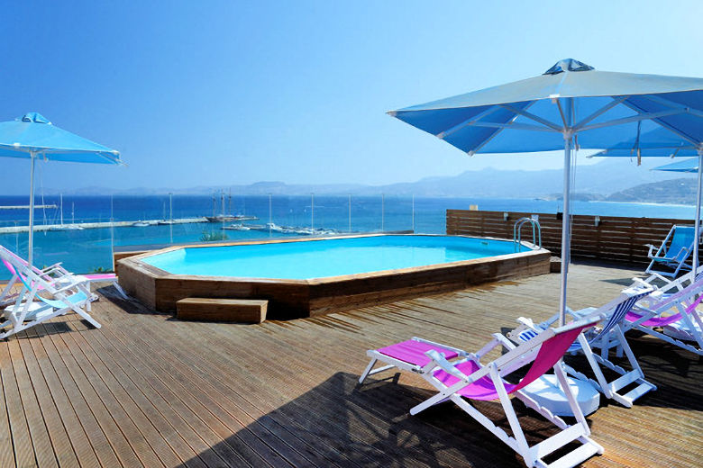 The hotel's small rooftop pool