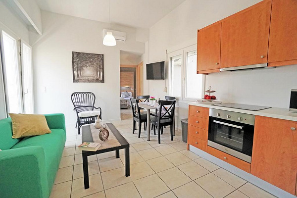 Living-dining room in one of the apartments