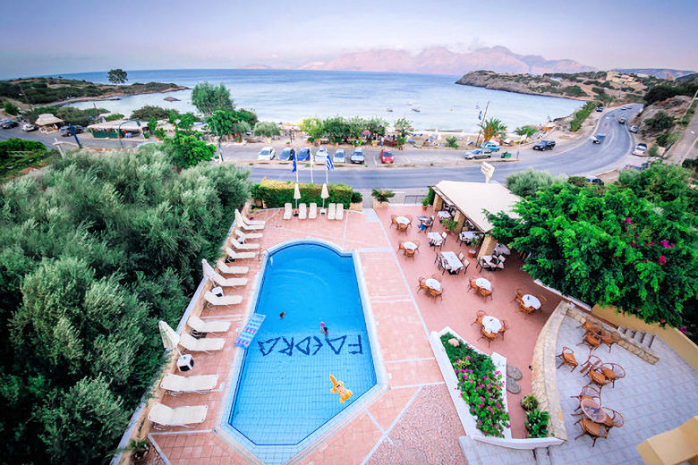 View across the pool to the beach